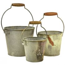 Artikel Deko Eimer Metall Rost Vintage Ø15/17,5/22cm 3er-Set