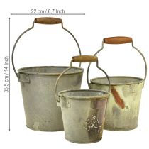 Artikel Deko Eimer Metall Rost Vintage Ø15/17,5/22cm 3er-Set