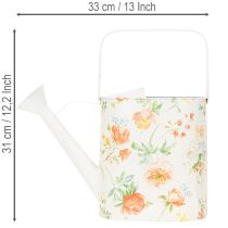 Artikel Vintage Deko Gießkanne Metall mit Rosenmotiv, Sommer Garten Dekoration, Nostalgische Pflanzkanne, H31,5 cm