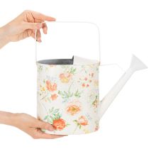 Artikel Vintage Deko Gießkanne Metall mit Rosenmotiv, Sommer Garten Dekoration, Nostalgische Pflanzkanne, H31,5 cm