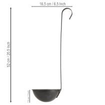 Artikel Deko Kelle Pflanzschale Metall Anthrazit Hängend Ø16,5cm 2er Set