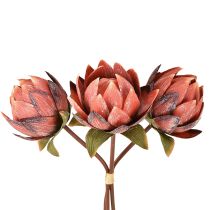Artikel Deko Protea Kunstblumen Rotorange 34cm 3St Hochwertige Dekoration für Floristen