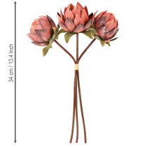 Artikel Deko Protea Kunstblumen Rotorange 34cm 3St Hochwertige Dekoration für Floristen