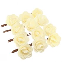 Artikel Deko Rosen Creme Künstliche Rosen Holzrosen Ø7,5cm 12 St