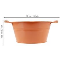 Artikel Deko Schale mit Griffen Metall Orangebraun Ø29cm H14,5cm