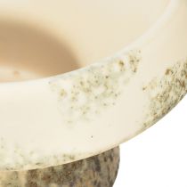 Artikel Vielseitige Keramik-Deko-Schale auf Sockel in Creme Graugrün Ø17cm H10cm