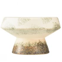 Artikel Vielseitige Keramik-Deko-Schale auf Sockel in Creme Graugrün Ø17cm H10cm