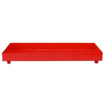 Artikel Deko Tablett rechteckig Rot Metalltablett mit Füßen 30×15cm