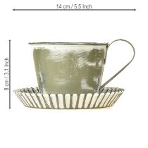 Artikel Deko Tasse Metalleffekt Weiß Vintage 2er-Set Ø9cm H8cm