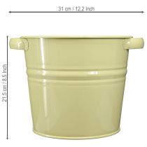 Artikel Deko-Topf Metall Grüngelb Blumenkübel mit Griffen 31x26x21,5cm B2B