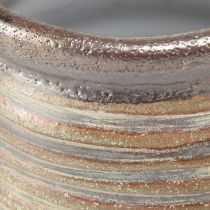 Artikel Keramik Übertopf Duo Metallic-Effekt Braun Grau, Pflanztopf 10x10,5cm Set