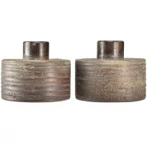 Artikel Keramik Vasen Set in Braun Blaugrau - Dekoratives Duo 12x10,5cm für moderne Inneneinrichtung