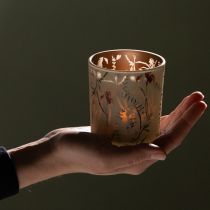 Artikel Deko Windlicht Glas Set mit floralem Muster 8 cm 4 Stück