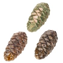 Artikel Deko Zapfen Keramik Set Grün Gelb Braun 8,5cm 6 St – Herbstdeko für Floristen