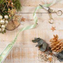 Artikel Dekoband Polyester mintgrün mit goldenen Schleifen 15mm x 18m auf Rolle