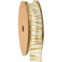 Artikel Dekoband Chiffon weiß/gold 25mm 15m