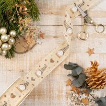 Artikel Dekoband Stoff beige Wichtel Herzen 40mm x 15m für Innenbereich