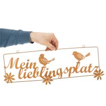 Artikel Dekohänger mit Vögeln, “Mein Lieblingsplatz”, Gartendeko Edelrost L55cm H20cm