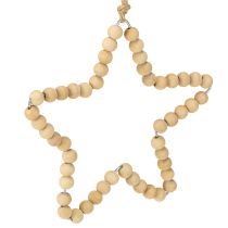 Artikel Dekohänger Weihnachten Holzperlen Herz Stern Baum H13cm 6St