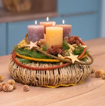 Artikel Dekoring farbig Ring mit Jute Gelb Ocker Braun Ø30cm 3St