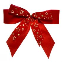 Artikel Dekoschleife 4cm breit Rote Weihnachtsschleife mit goldenen Sternen Handgefertigte Schleife 16×15cm 2St