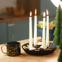 Artikel Design-Stabkerzenhalter aus Metall in Kuchenform – Schwarz, Ø 24 cm – Elegante Tischdeko für 4 Kerzen – 2St