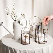 Artikel Drahtkörbe Set aus Metall für Küche, Garten und Dekoration 25 cm Braun