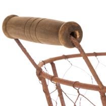 Artikel Drahtkorb Metall Korb mit Henkel Holz Rost Deko Ø18cm