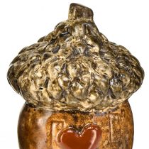 Artikel Keramik Eichel Haus Dekoeicheln mit Herzmotiv Braun 6cm - Herbstliche Tischdeko – 6St