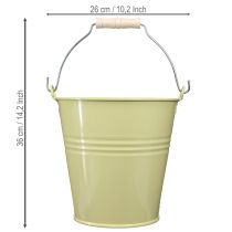 Artikel Eimer Metall Blumenkübel Grüngelb 26x22,5x23cm 6l Dekoeimer Landhaus