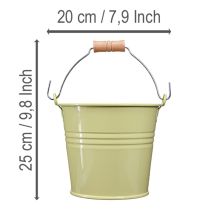 Artikel Metall Eimer Blumentopf Grüngelb 20x17,5x16cm 2St Dekoration