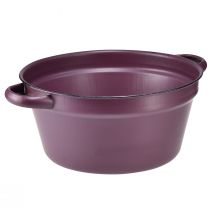 Artikel Eimer mit Griffen als Pflanzgefäß, Lila Metall Ø22,5cm H10,5cm, Vielseitig & Dekorativ