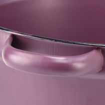 Artikel Eimer mit Griffen als Pflanzgefäß, Lila Metall Ø22,5cm H10,5cm, Vielseitig & Dekorativ