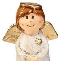 Artikel Bezauberndes Engel-Duo aus Keramik in Creme-Weiß mit Goldakzenten – 8.6 cm – Himmlische Dekorationsfiguren – 2 St