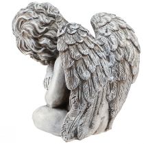 Artikel Engel sitzend Dekofigur Grabschmuck Grau Polyresin H18cm