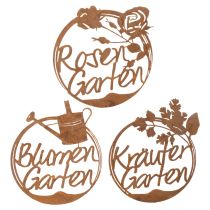 Artikel Gartendeko Rost, Schriftzug, Kräuter Blumen Rosen 29,5cm 3 St