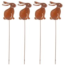 Artikel Gartenstecker Hase aus Metall mit Rostoptik 4er-Set 60 cm zur Osterdekoration