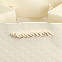 Artikel Geschenktüte für Flaschen Papier Creme 12×9×36cm mit edlem Design und Stoffhenkeln