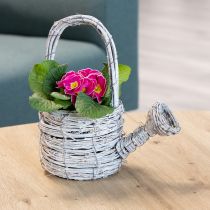 Artikel Gießkanne Deko aus hochwertigem Rattan in weißer Flecht-Optik, 26 cm hoch