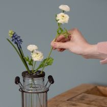 Artikel Vielseitige Glasflasche mit Metallkorb und Deckel für stilvolle Dekoration 20 cm