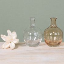 Artikel Amber und Klarglas Minivasen Set Ø7,5cm H11cm – 4 dekorative Glasflaschen für stilvolle Arrangements