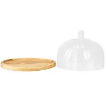 Artikel Glasglocke Holz Teller Deko Käseglocke Ø22cm 16,5cm Vielseitig