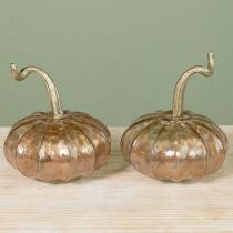Artikel Herbstliche Glaskürbis Tischdekoration aus Glas und Metall, 14 cm, 2er-Set