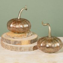 Artikel Herbstliche Glaskürbis Tischdekoration aus Glas und Metall, 14 cm, 2er-Set