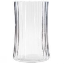 Artikel 2er Set Glasvasen mit Rillenmuster für Dekoration Ø12cm H19cm - Transparent, vielseitig
