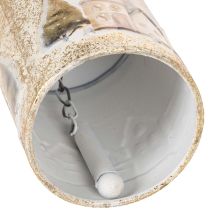 Artikel Metall-Weihnachtsglocke mit Winterdorf-Motiv, 20 cm hoch, Weiß-Gold, dekoratives Aufhängen