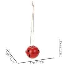 Artikel 9er Set Deko-Glöckchen aus Metall, Sternenmuster, Rot, Ø 3cm