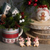 Artikel Handbemalte Glücksschwein-Deko mit Glücksbringern - Set aus 6 Mini-Schweinchen aus Polyresin