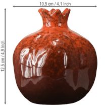 Artikel Keramik Granatapfel Vase Rot Braun Ø10,5cm H12cm für Herbstdeko und Weihnachten