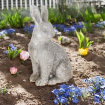 Artikel Hase sitzend Osterhase Keramik Antik Grau 13×10×22cm Dekoration